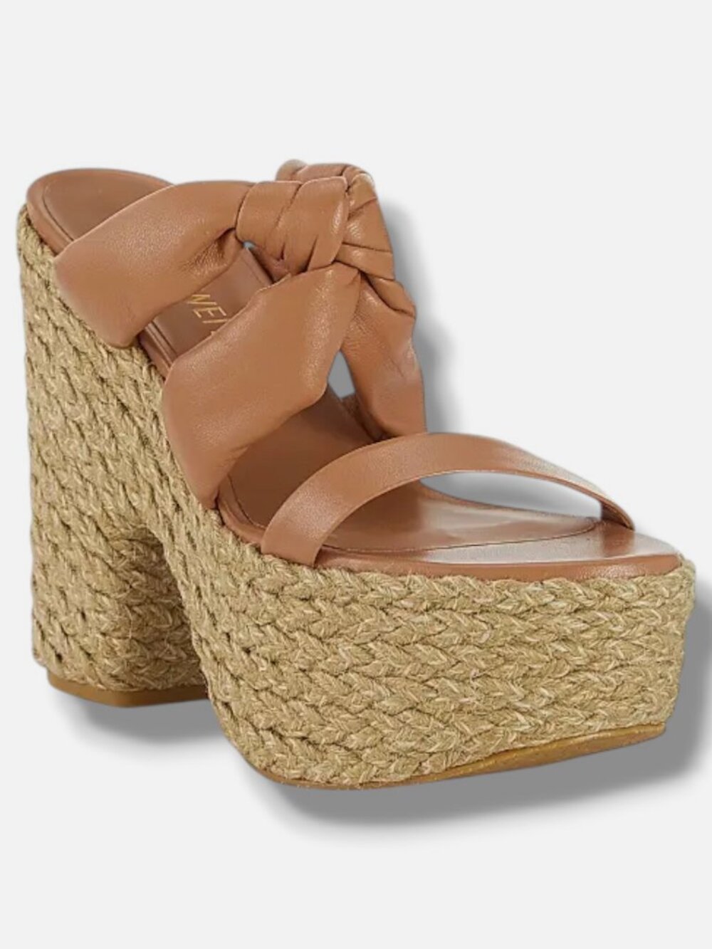 Stuart Weitzman Women's Beige Leather Knotted Espadrille Sandals Shoes Size 9B
